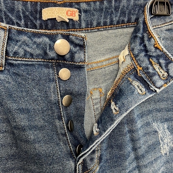 Gianni Bini Mid-high waisted distressed jeans with button fly, black belt, Sz 3 - Picture 10 of 11